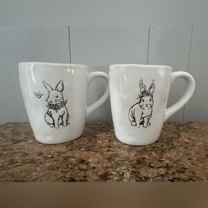 White Bunny Ceramic Coffee Mugs - Set of 2